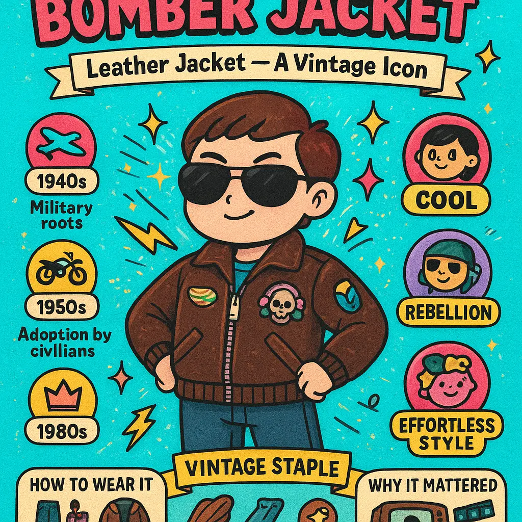 1980s bomber jacket - Leather